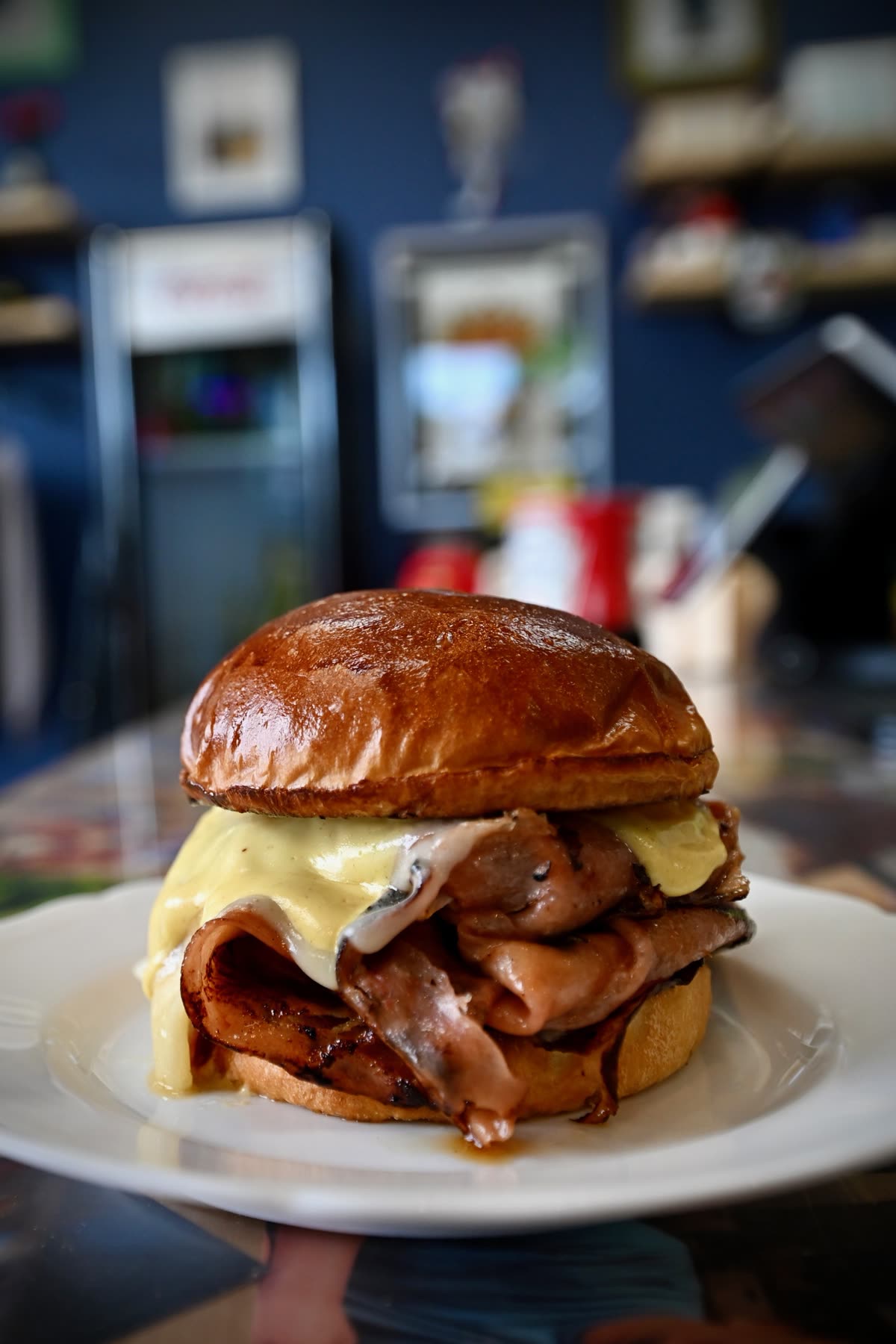 Griddled ham special on a plate